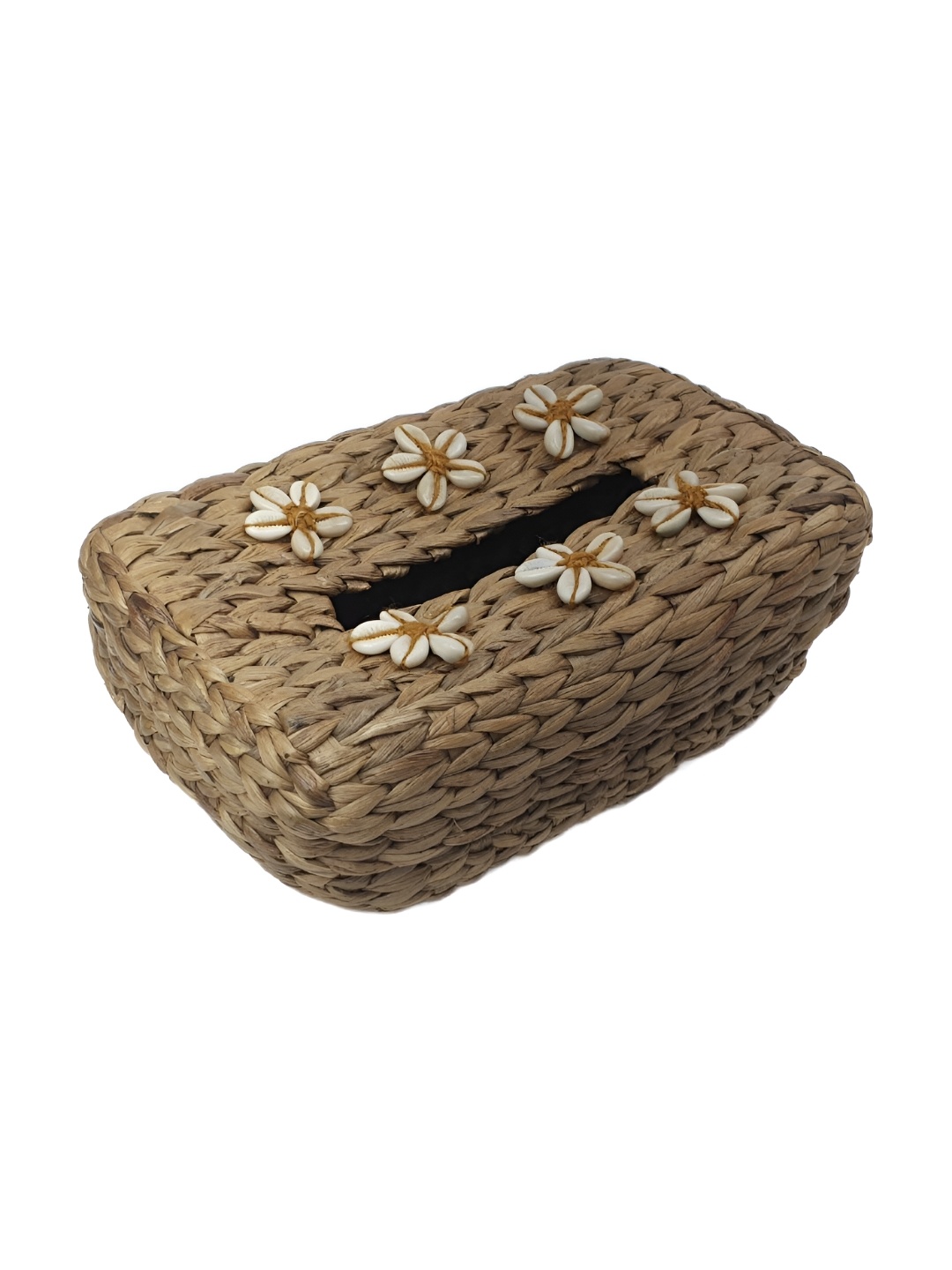 

MAATIR DESIGNS Brown & White Tissue Box Holder, Tan