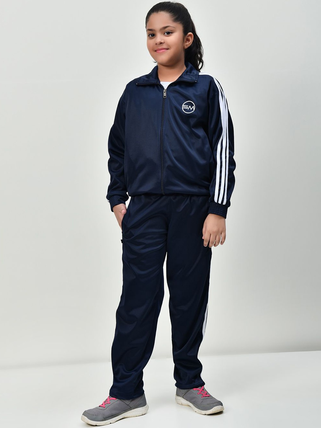 

SMSHOPMORE Track Suit For Girl's with Woolen Fabric for Regular Fit & Comfortable, Navy blue