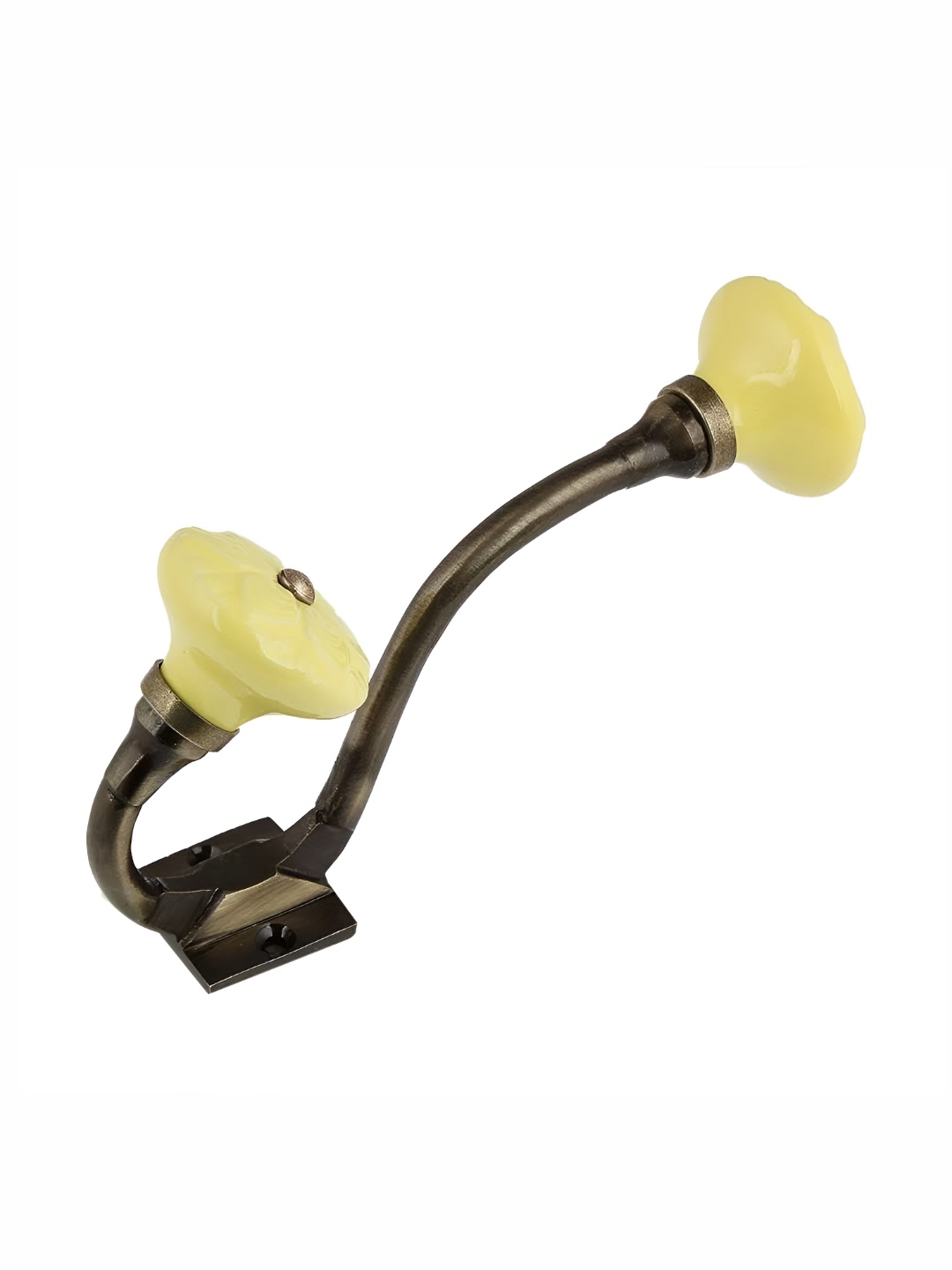 

Indianshelf Yellow & Brown 4 Pieces Textured Metal Utility Hooks
