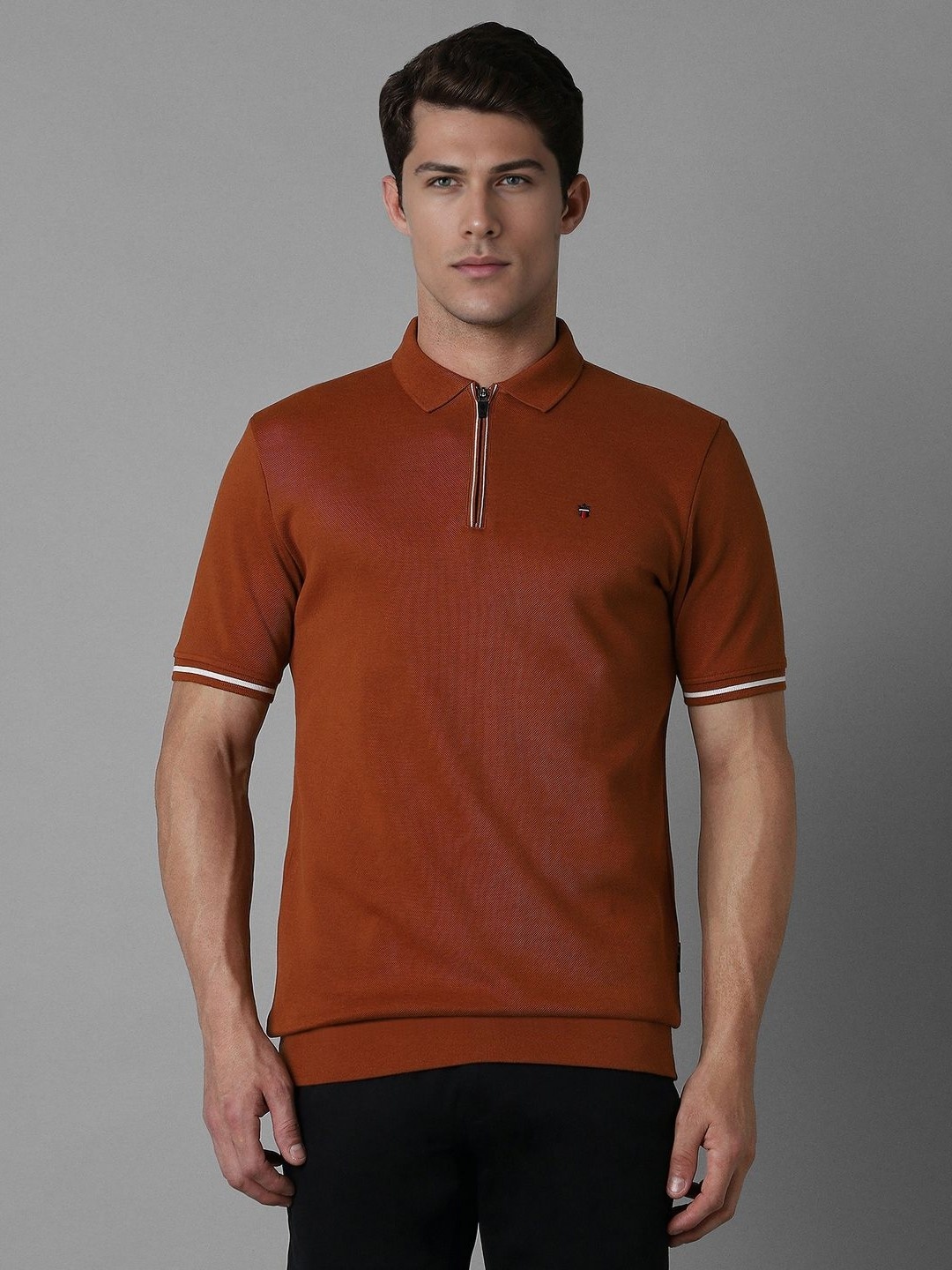 

Louis Philippe Sport Men Solid Polo Collar Cotton Slim Fit T-Shirt, Brown