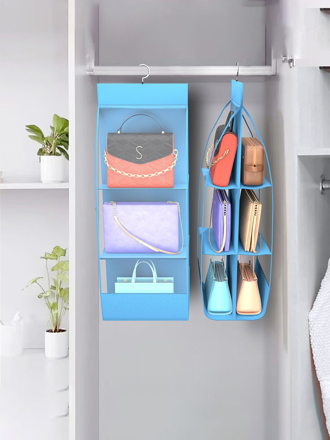 

Kuber Industries Blue 2 Pieces Multi-Utility Hanging Organizers