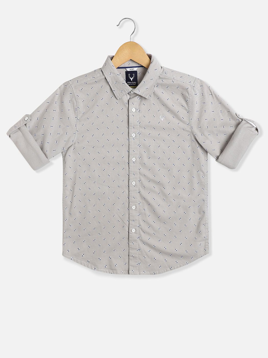 

Allen Solly Junior Boys Spread Collar Micro Ditsy Printed Cotton Slim Fit Casual Shirt, Grey