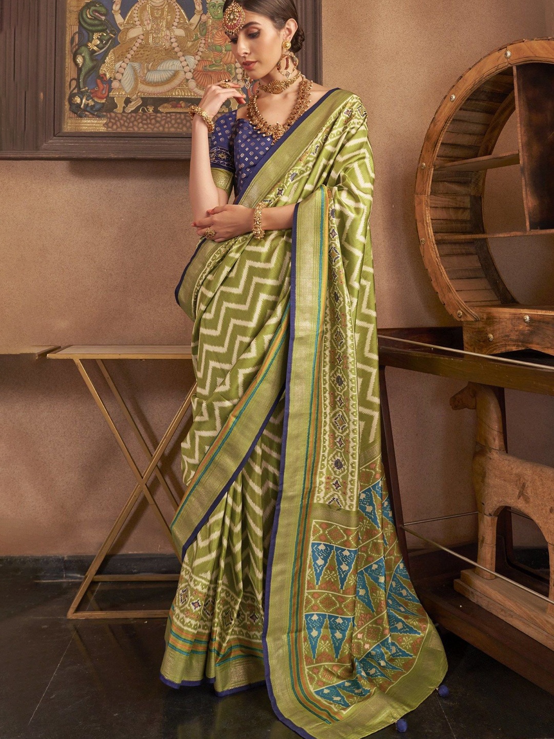 

MySilkLove Zari Patola Saree, Green