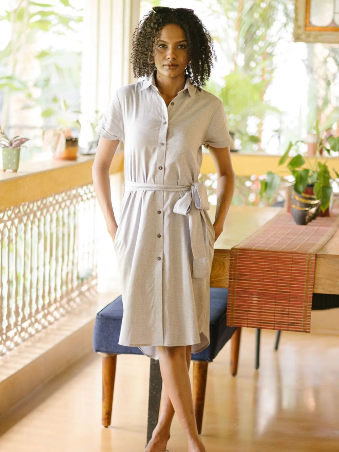 

Creatures of Habit Egyptian Cotton Shirt Dress, Grey