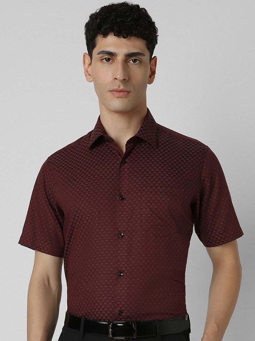 

Van Heusen Men Spread Collared Ethnic Motifs Printed Cotton Party Shirt, Maroon