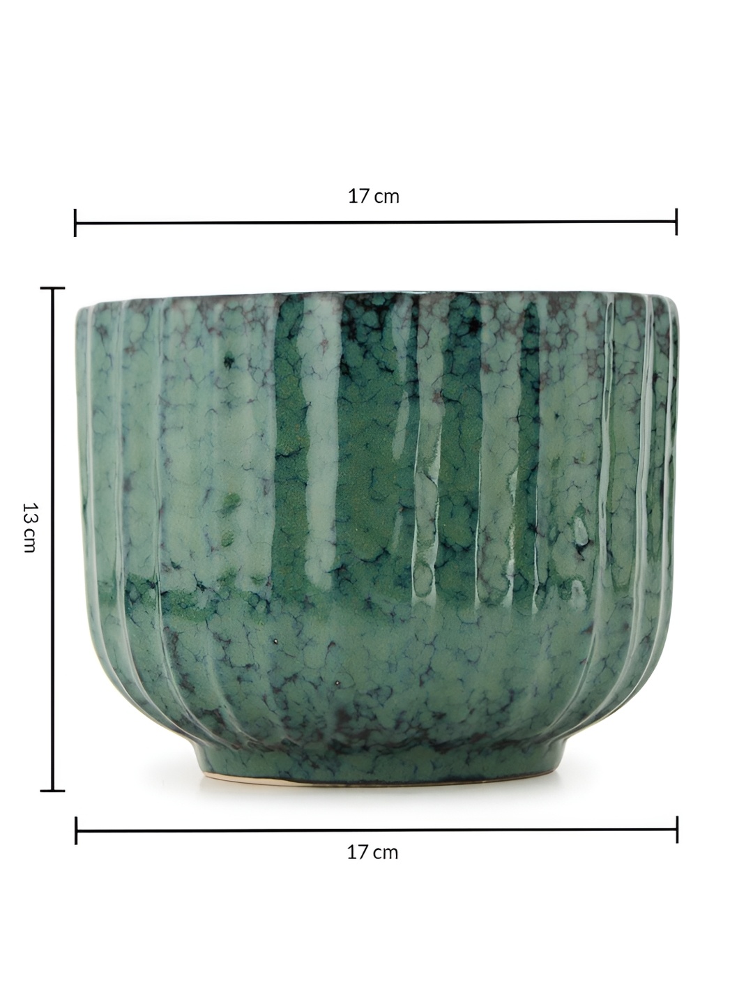 

Fabindia Green & Black Textured Ceramic Planters With Holder