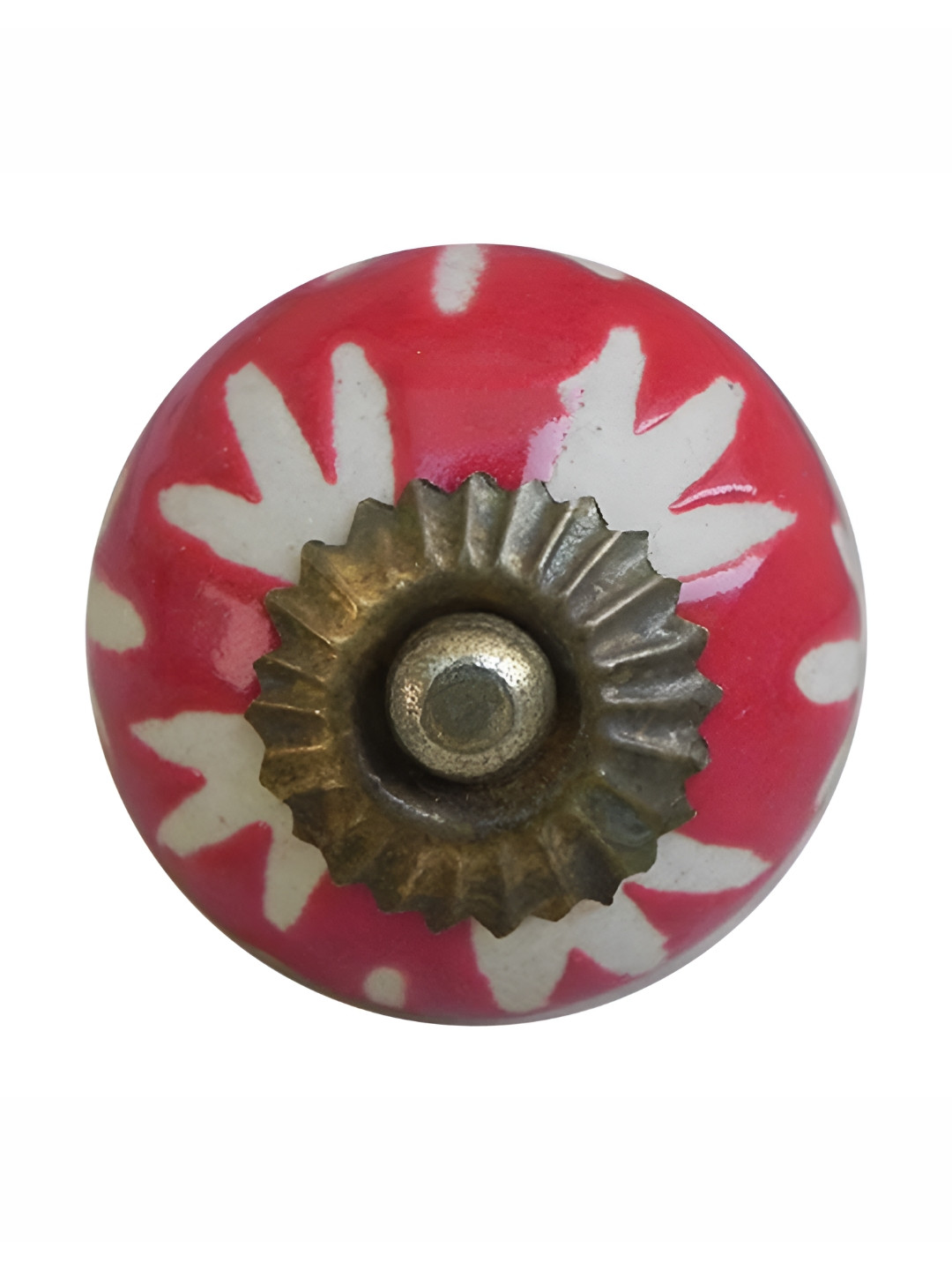 

Indianshelf Red & White 4 Pieces Round Metal Knobs