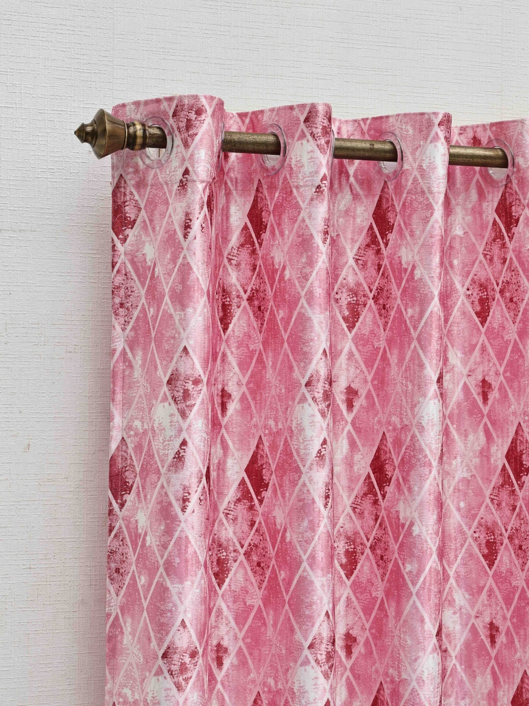 

Ariana Pink & White Geometric Room Darkening Jacquard Window Curtain