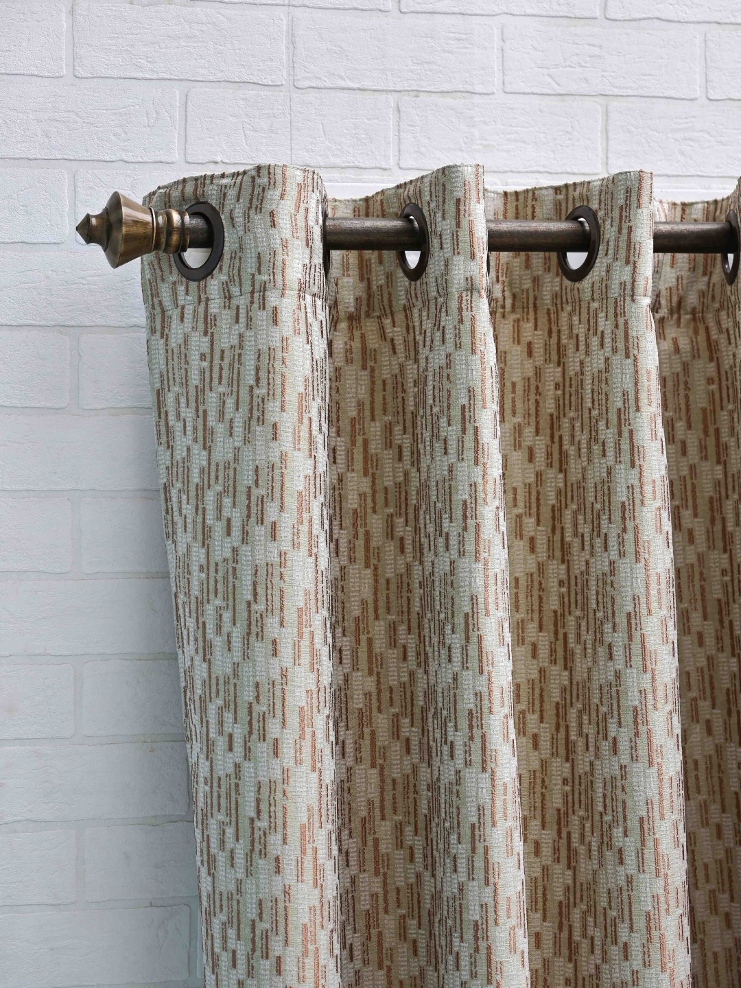 

Ariana Green & Brown Self Design Room Darkening Jacquard Window Curtain