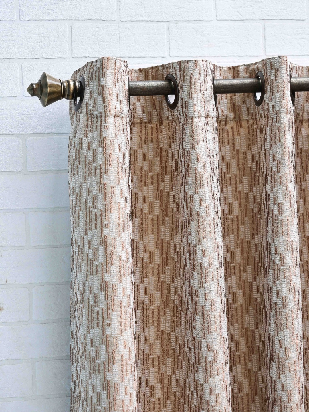 

Ariana Jali Beige & Brown Abstract Printed Jacquard Room Darkening Window Curtain