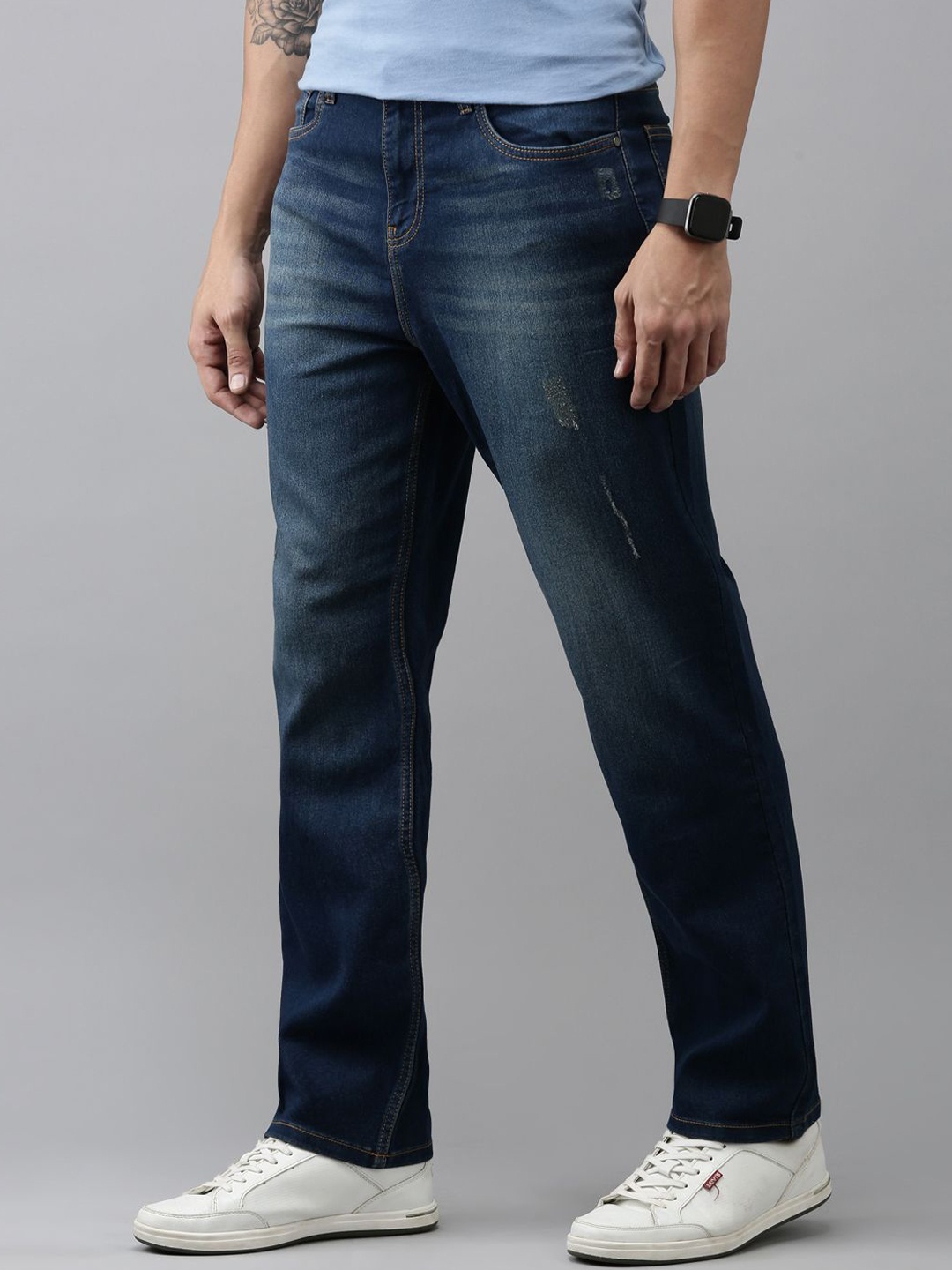 

Harvard Men Straight Fit Light Fade Stretchable Jeans, Blue