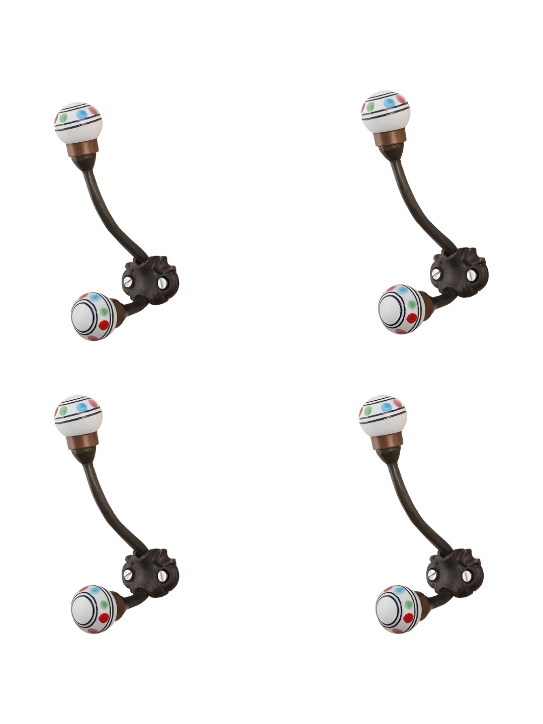 

Indianshelf White & Blue 4 Pieces Printed Metal Hooks