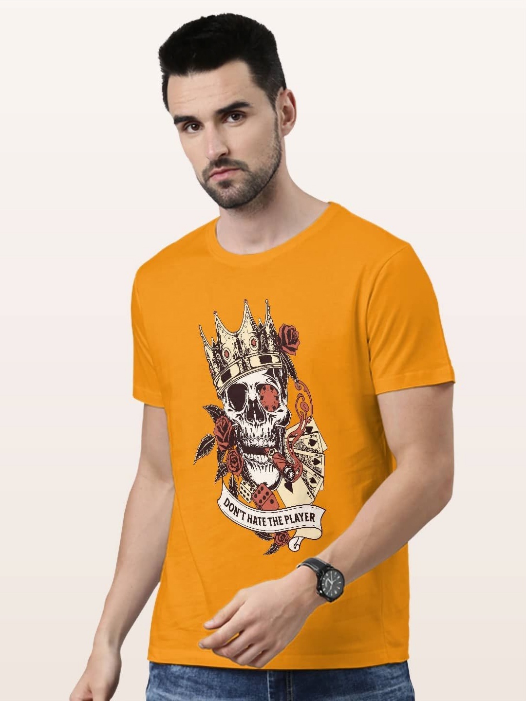 

macmerise Men Printed Extended Sleeves T-shirt, Yellow