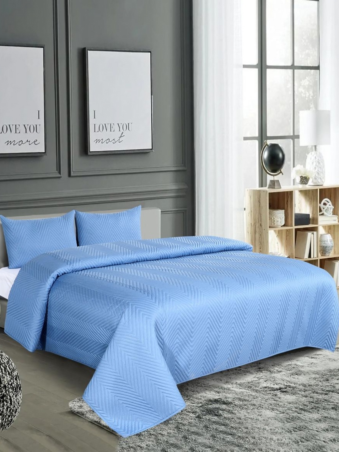 

RD TREND Blue 300 TC King Bedsheet with 2 Pillow Covers