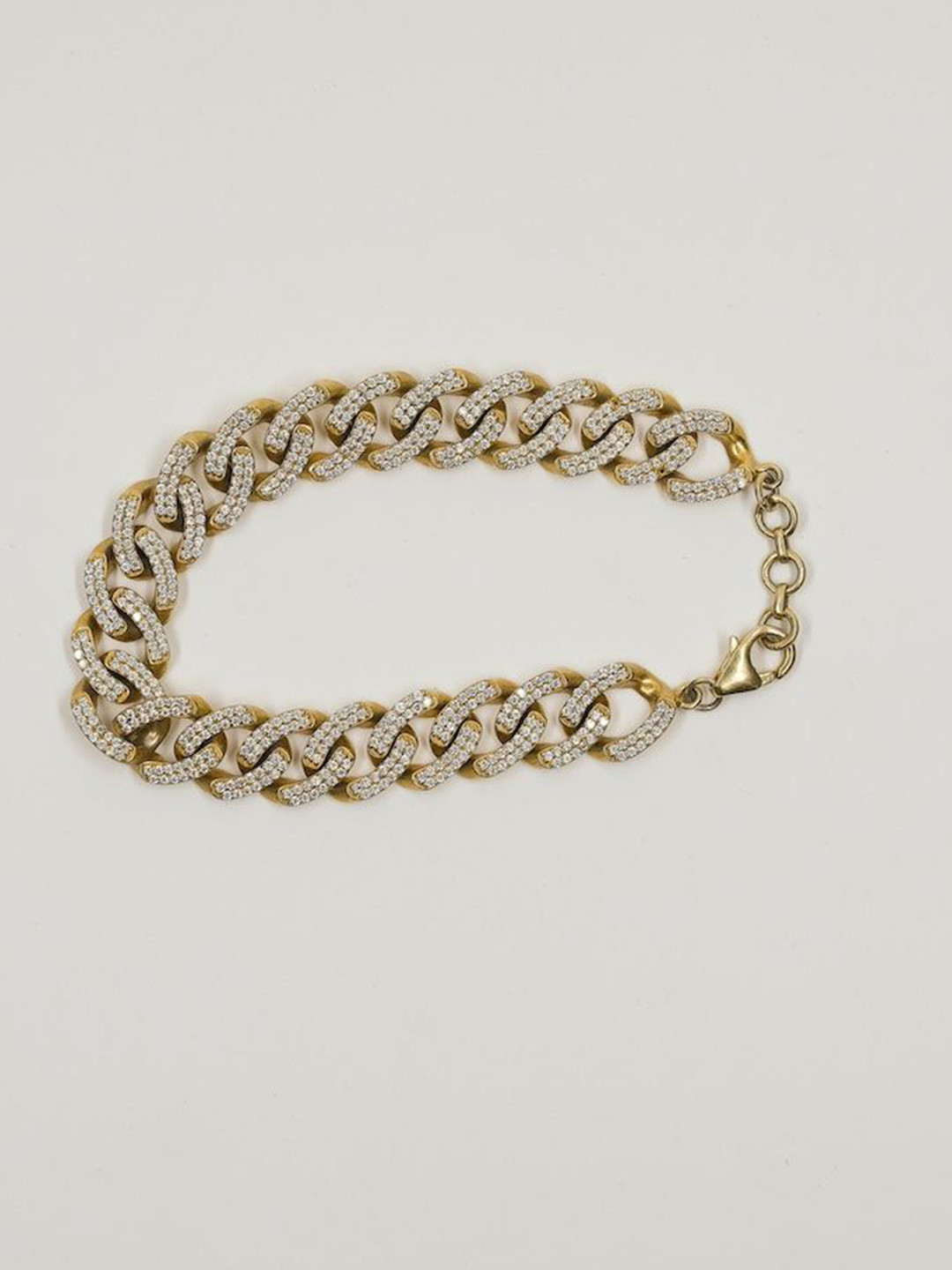 

Anushka Jain Jewellery 925 Sterling Silver Gold-Plated Cubic Zirconia Link Bracelet