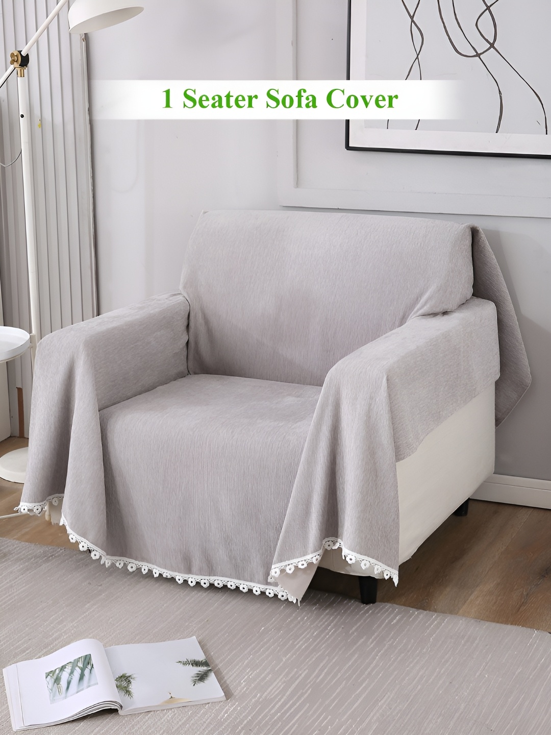 

HOKIPO Grey & White 1 Seater Sofa Throw