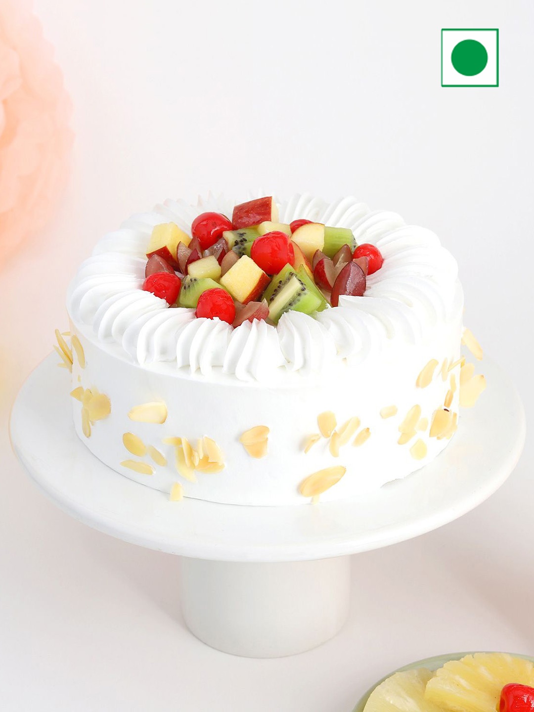 

IGP Mixed Fruit Flavor Eggless Round Cake- 500 Gm, White