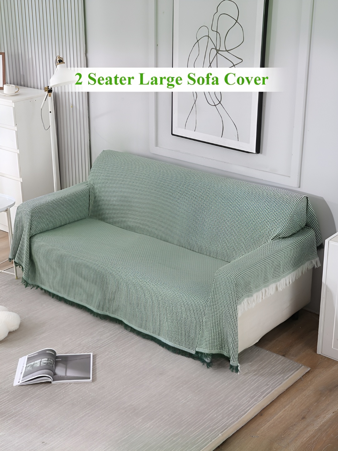 

HOKIPO Green Checked 2 Seater Thick and Soft Sofa Throws