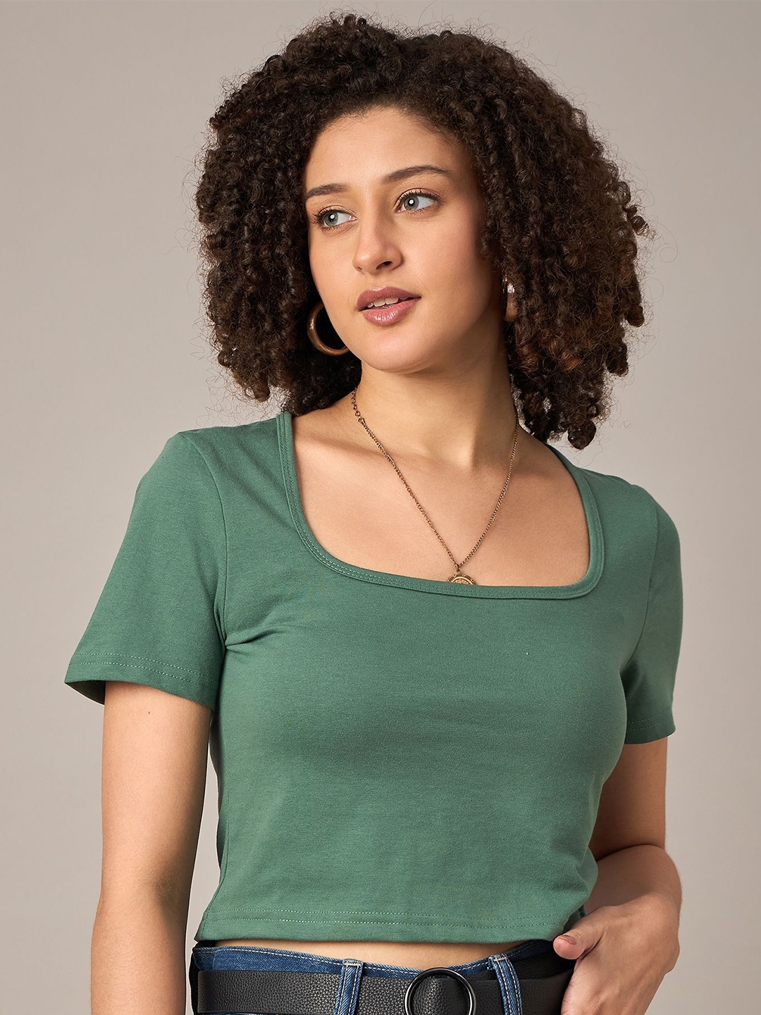 

The Roadster Lifestyle Co Women's Crop Tshirt, Green