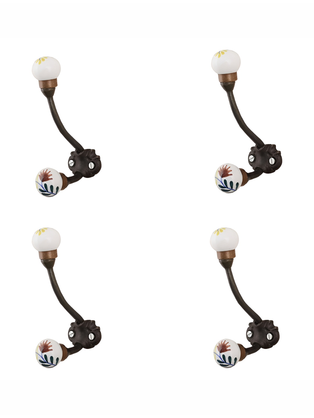 

Indianshelf White & Brown 4 Pieces Metal Wall Hook