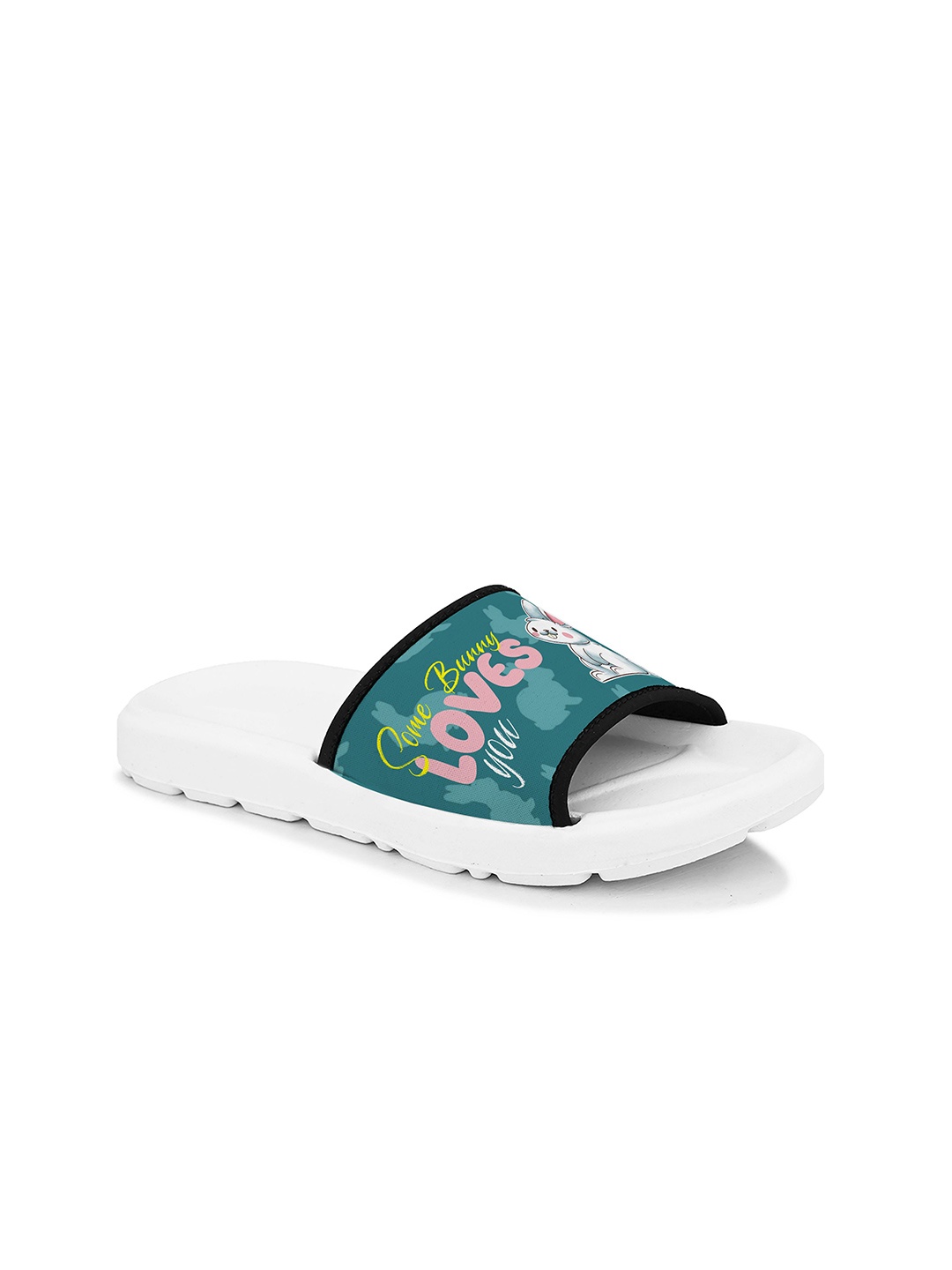 

BOOTCO Women Printed Rubber Sliders, Blue