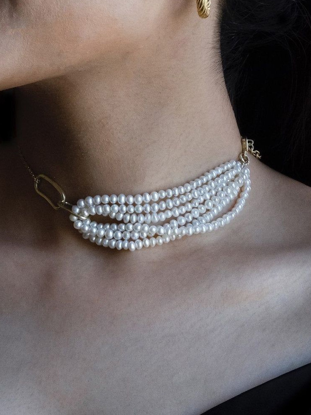 

Anushka Jain Jewellery 925 Sterling Silver Gold-Plated Beaded Queen Choker Necklace