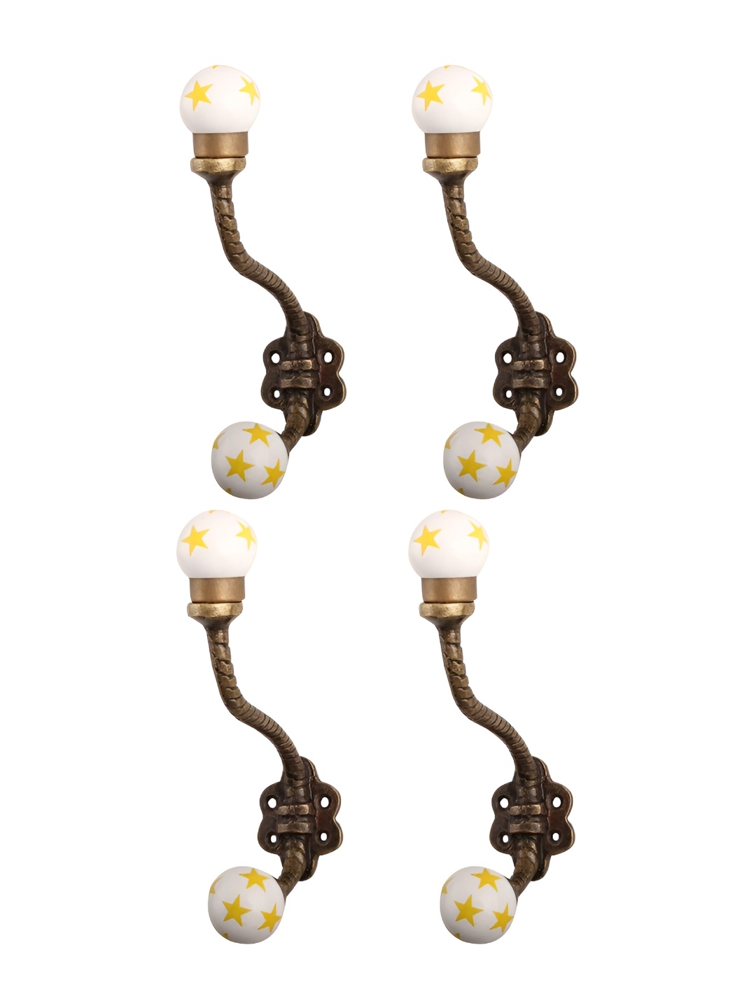 

Indianshelf Brown & White 4 Pieces Textured Metal Hooks