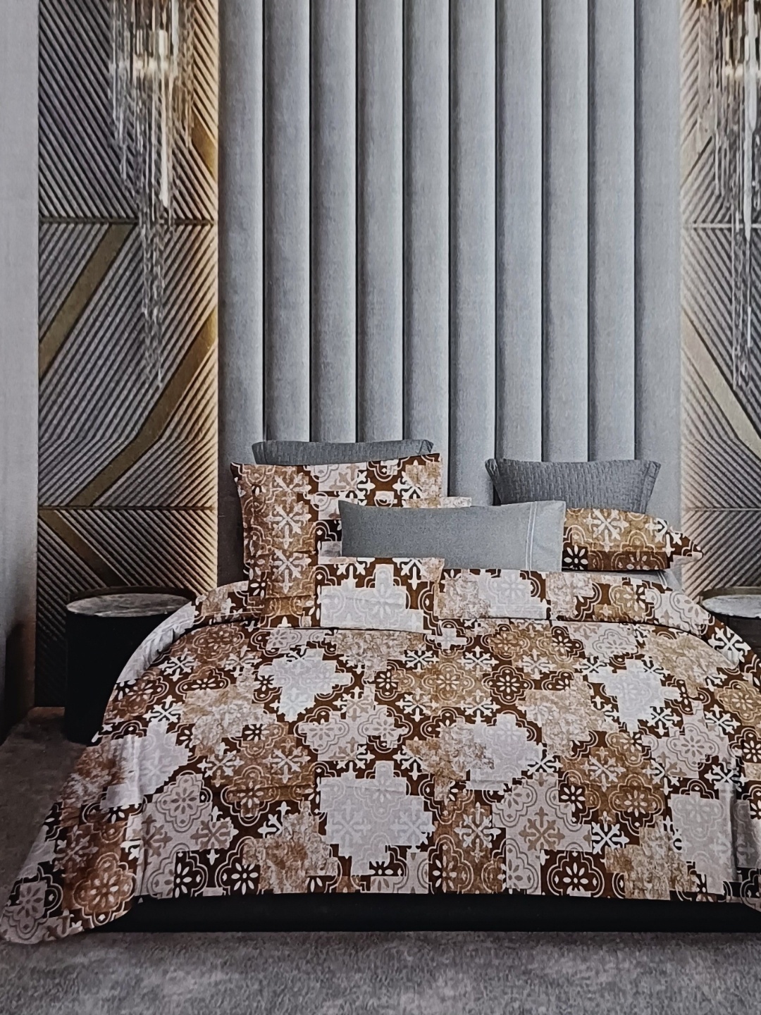 

Signature Brown & Grey Ethnic Motifs 160 TC King Bedsheet with 2 Pillow Covers