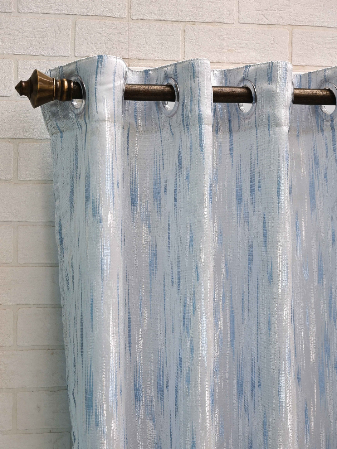 

Ariana Cipher Blue & White Abstract Printed Room Darkening Jacquard Window Curtain