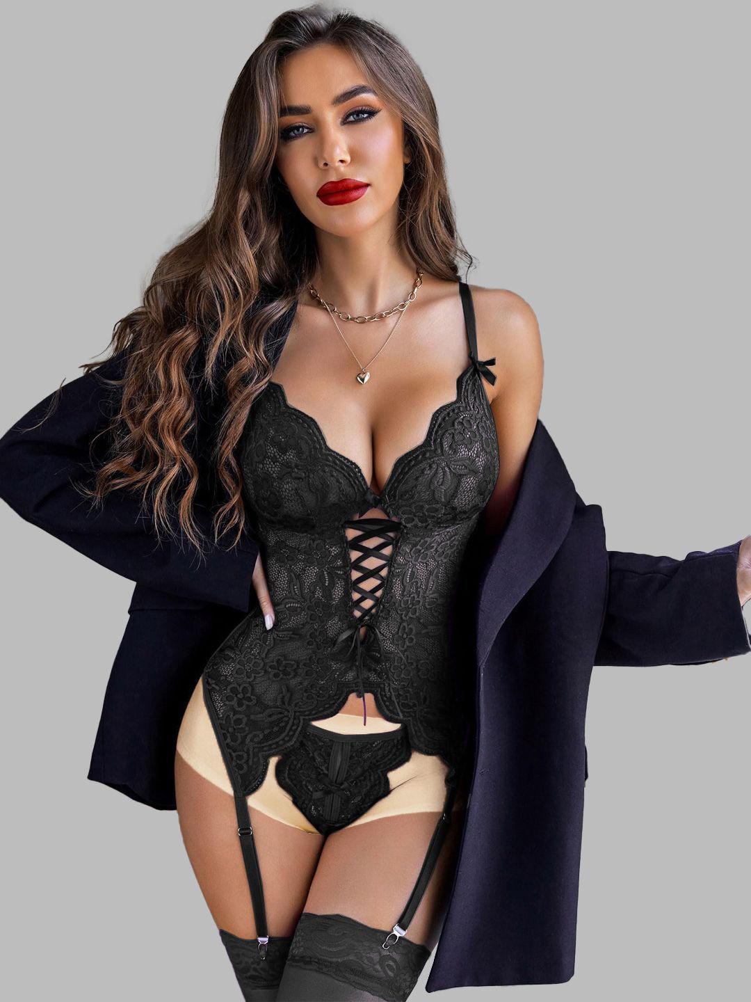 

VAGHBHATT Net Baby Doll, Black