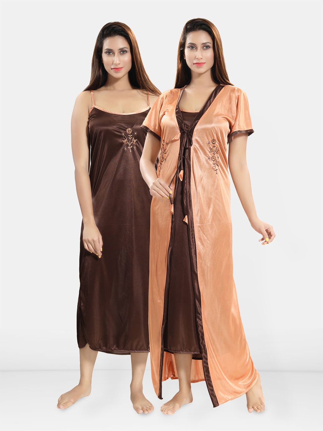 

Be You Women 2 pieces Satin Maxi Nightdress, Gold