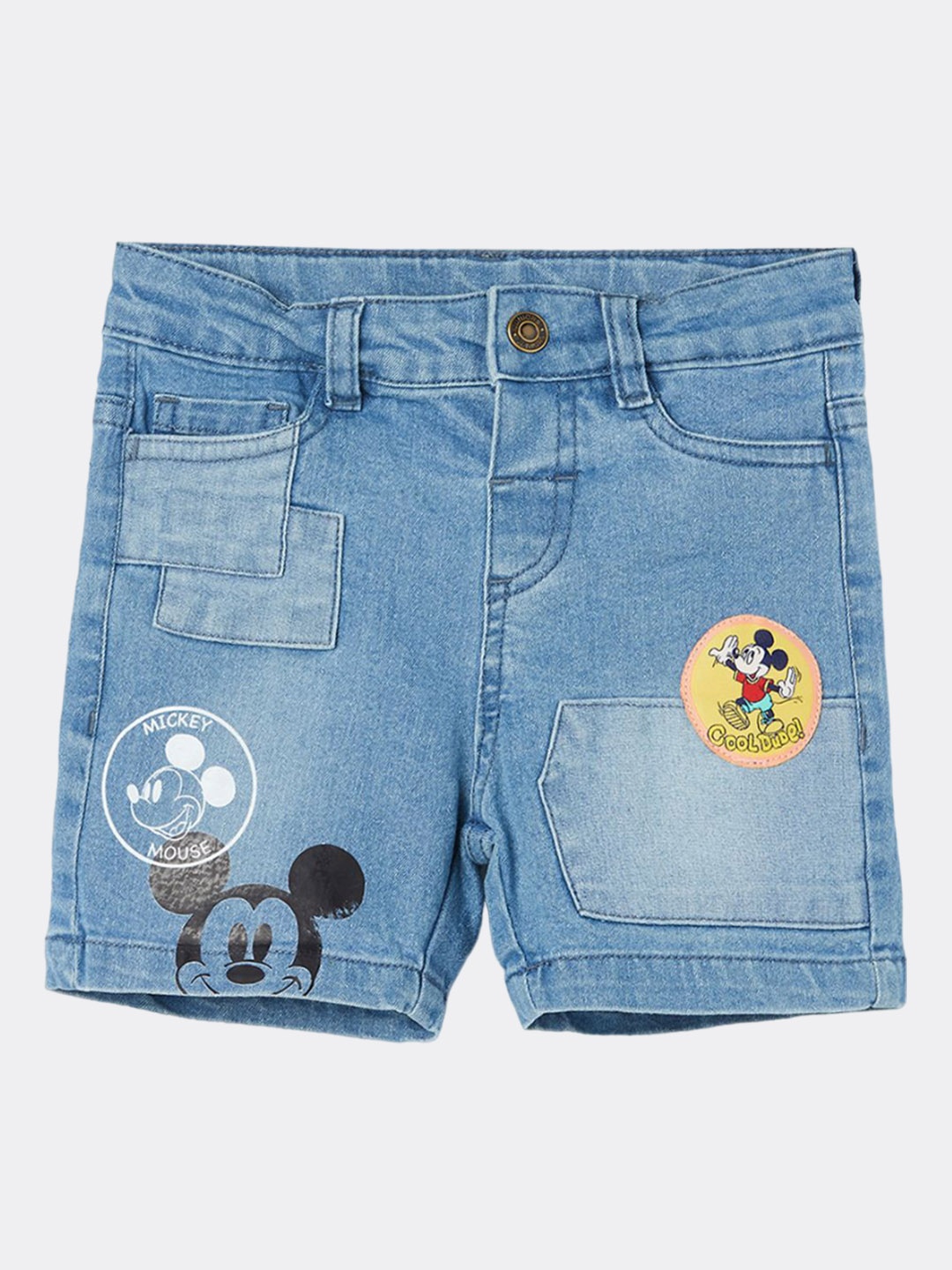 

Juniors by Lifestyle Boys Mid-Rise Disney Mickey Mouse Printed Washed Denim Shorts, Blue