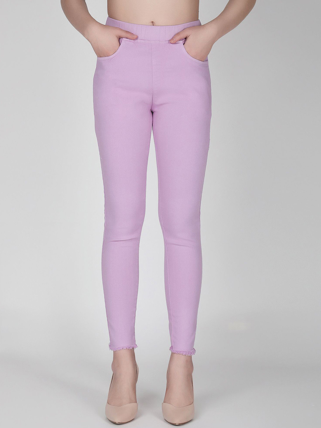 

3BUTTERFLIES Women Skinny Fit High-Rise Jeans, Purple