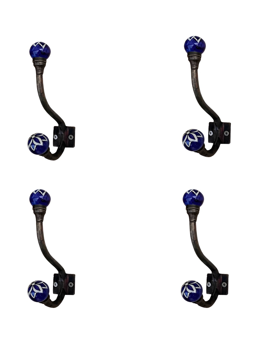 

Indianshelf Blue & Black 4 Pieces Printed Hooks