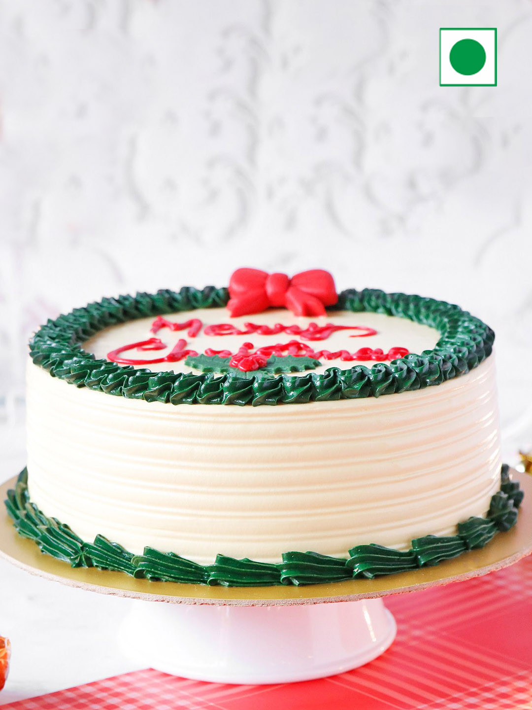 

IGP Merry Christmas Butterscotch Flavour Eggless Round Cake- 500Gm, Pink