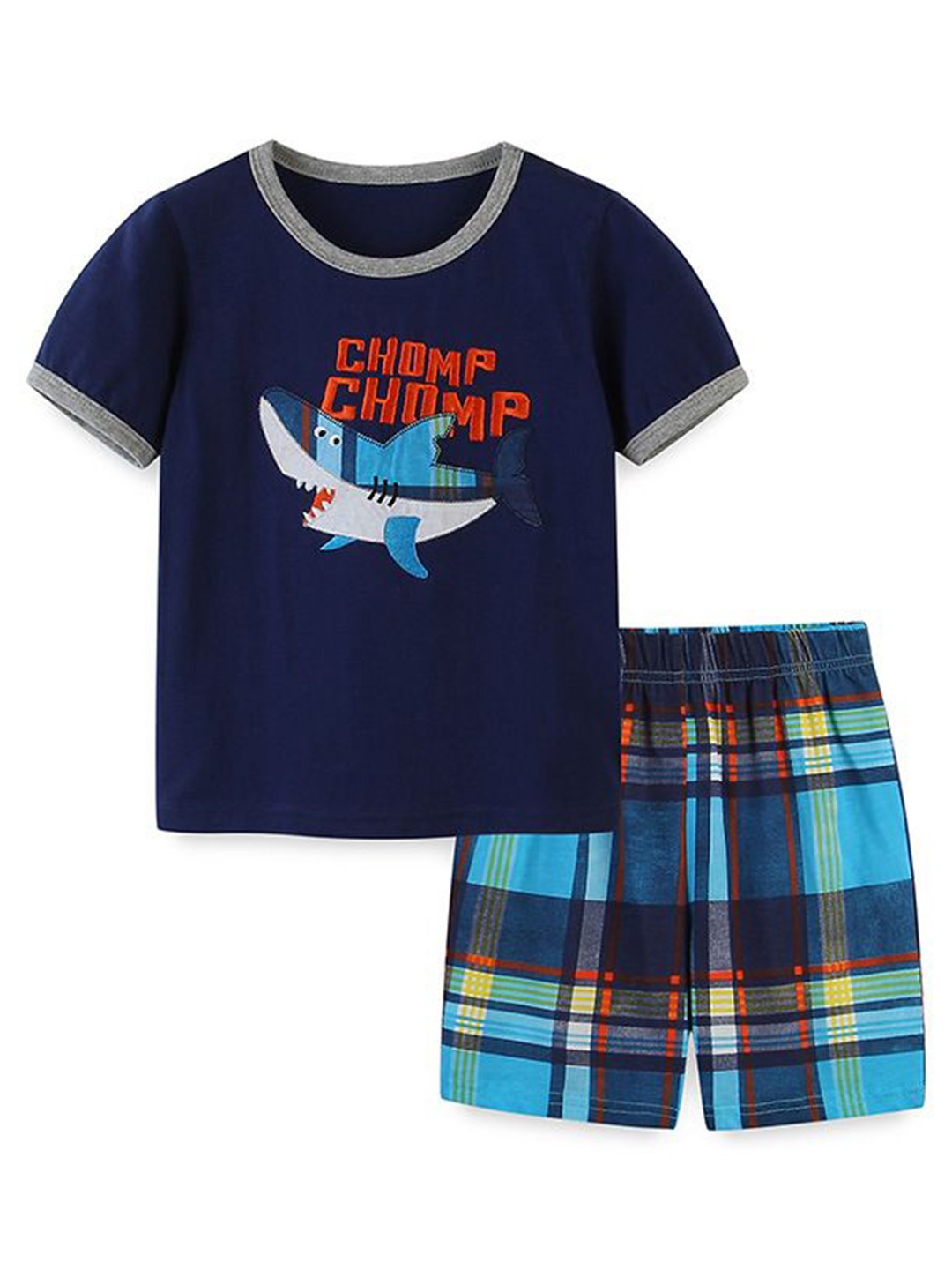 

StyleCast Navy Blue Boys Printed Pure Cotton T-shirt with Shorts