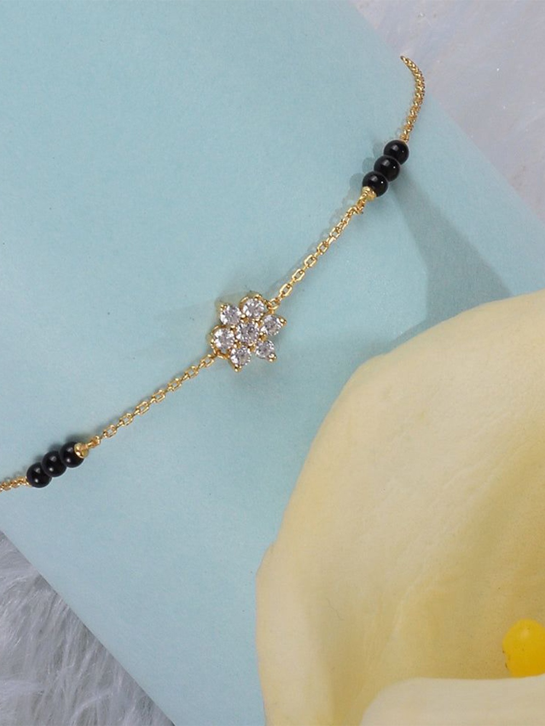 

PALMONAS Maya 18K Gold-Plated Cubic Zirconia Studded Mangalsutra Wraparound Bracelet