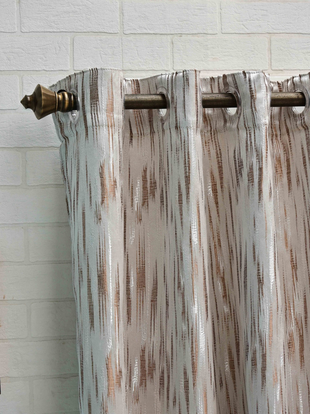 

Ariana Coffee Brown & Silver Toned Room Darkening Jacquard Window Curtain