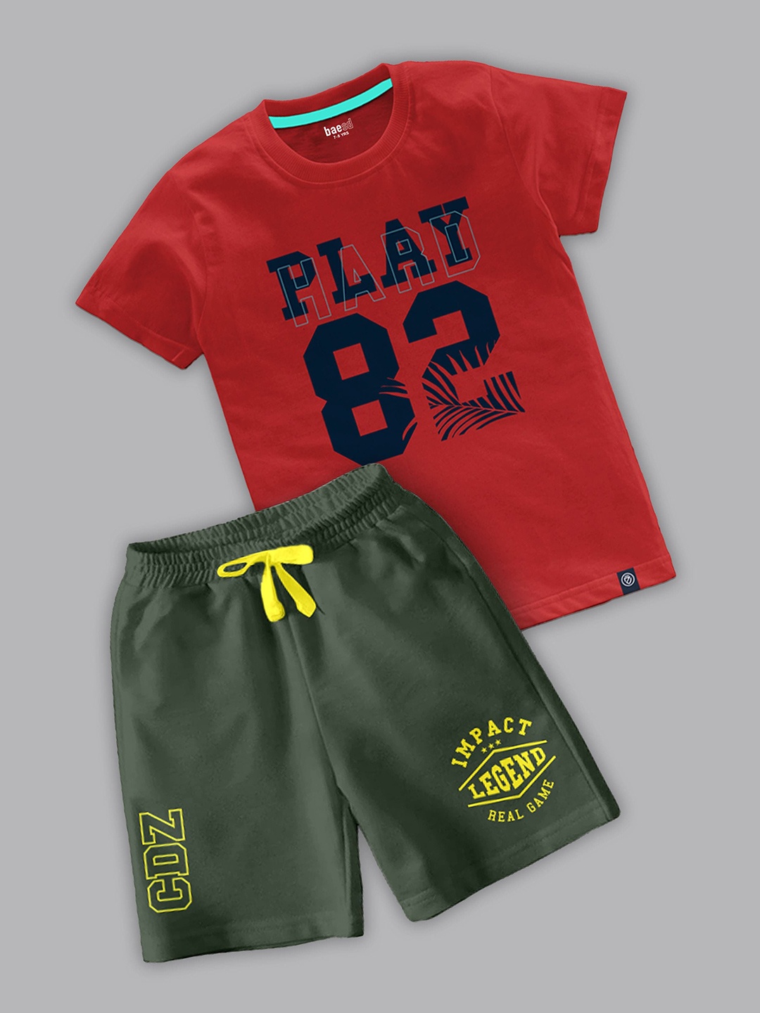 

BAESD Boys Printed T-shirt with Shorts, Red