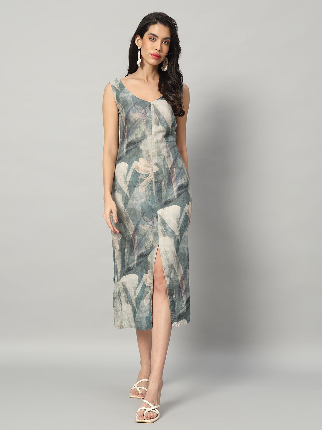 

BRIJAL LAD Abstract A-Line Midi Dress, Blue