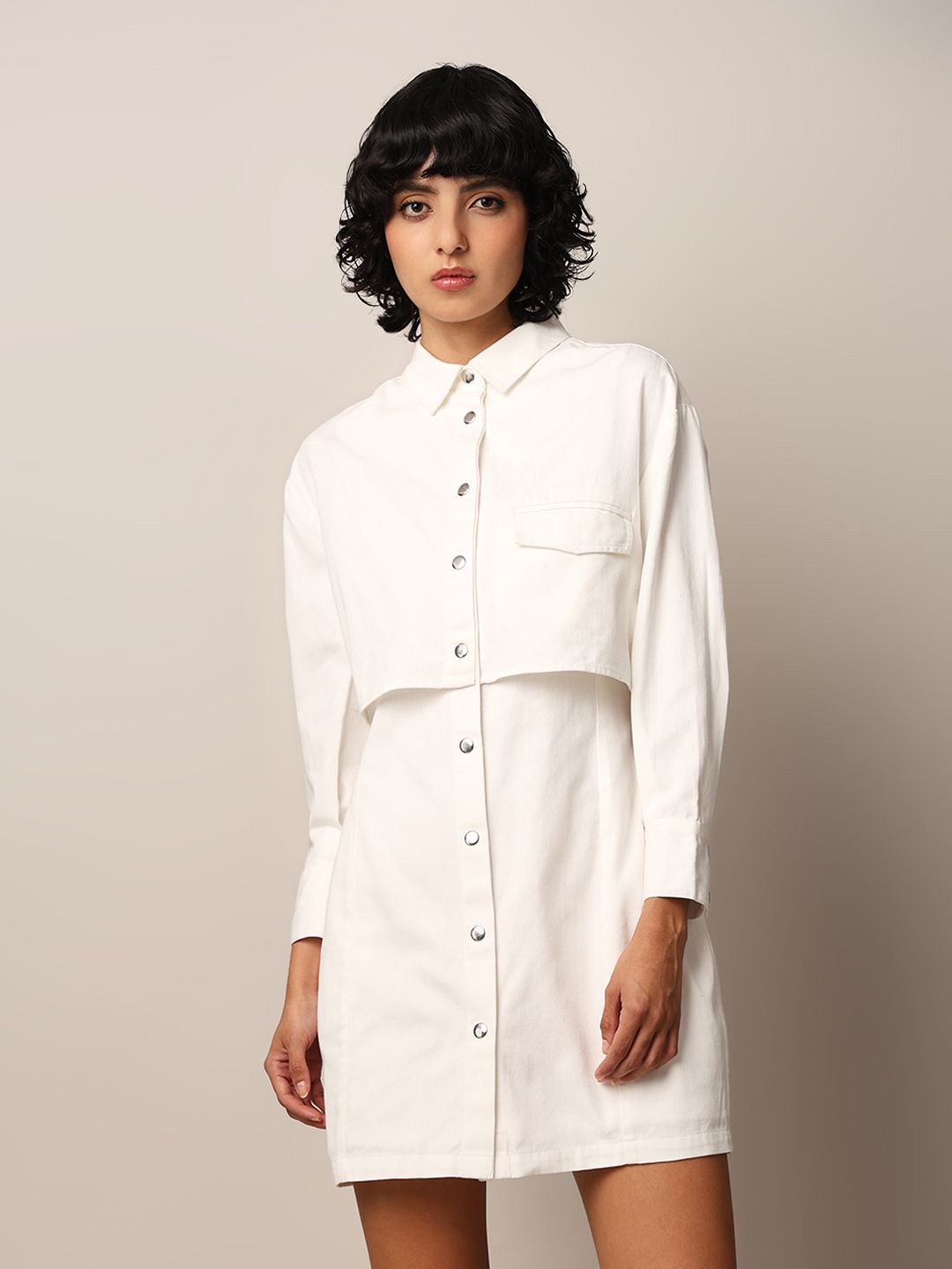 

ONLY Flared Sleeve Layered A-Line Dress, White