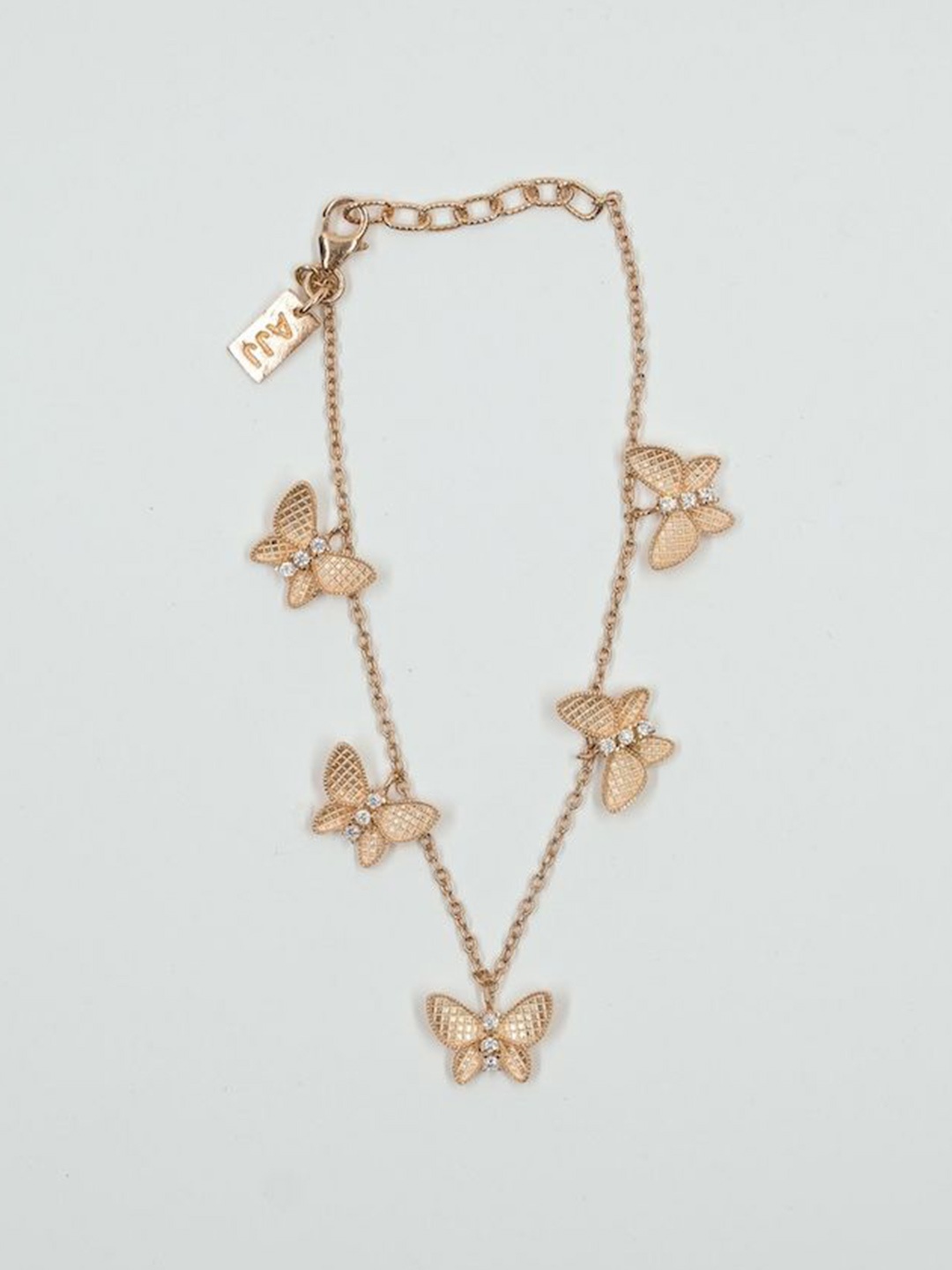 

Anushka Jain Jewellery 925 Sterling Silver Gold-Plated CZ Studded Link Bracelet