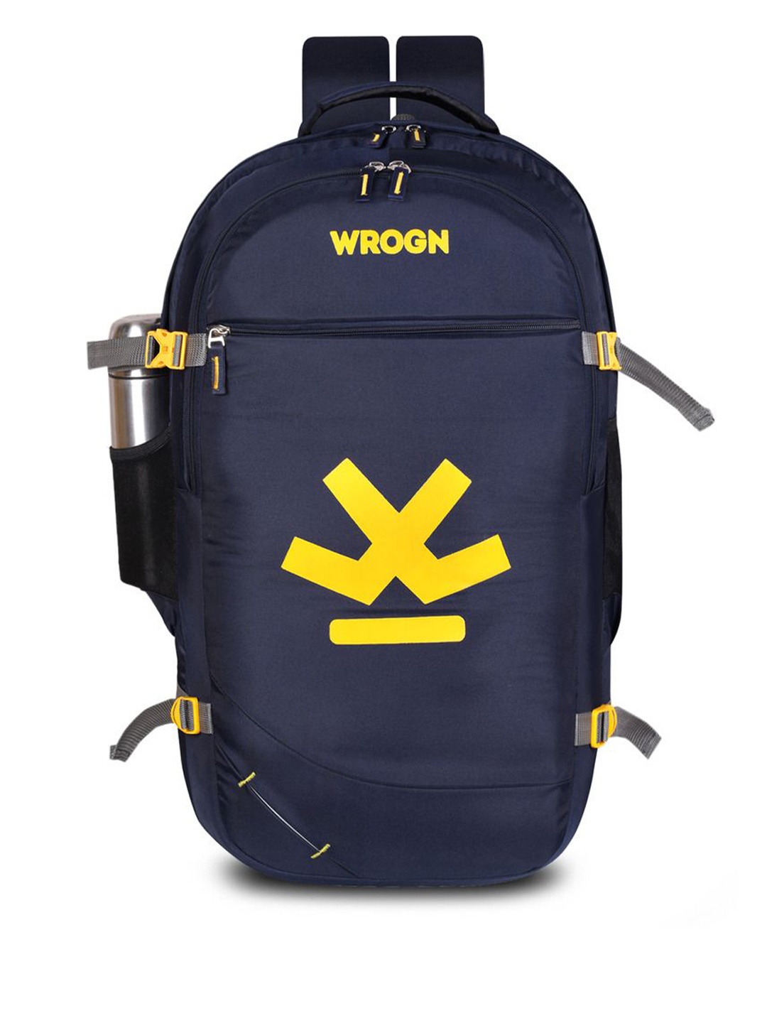 

WROGN Unisex Brand Logo Backpack with Compression Straps, Blue