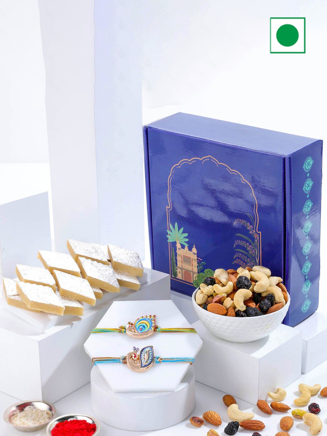 

IGP 4Pc Rakhi With Assorted Gift, White