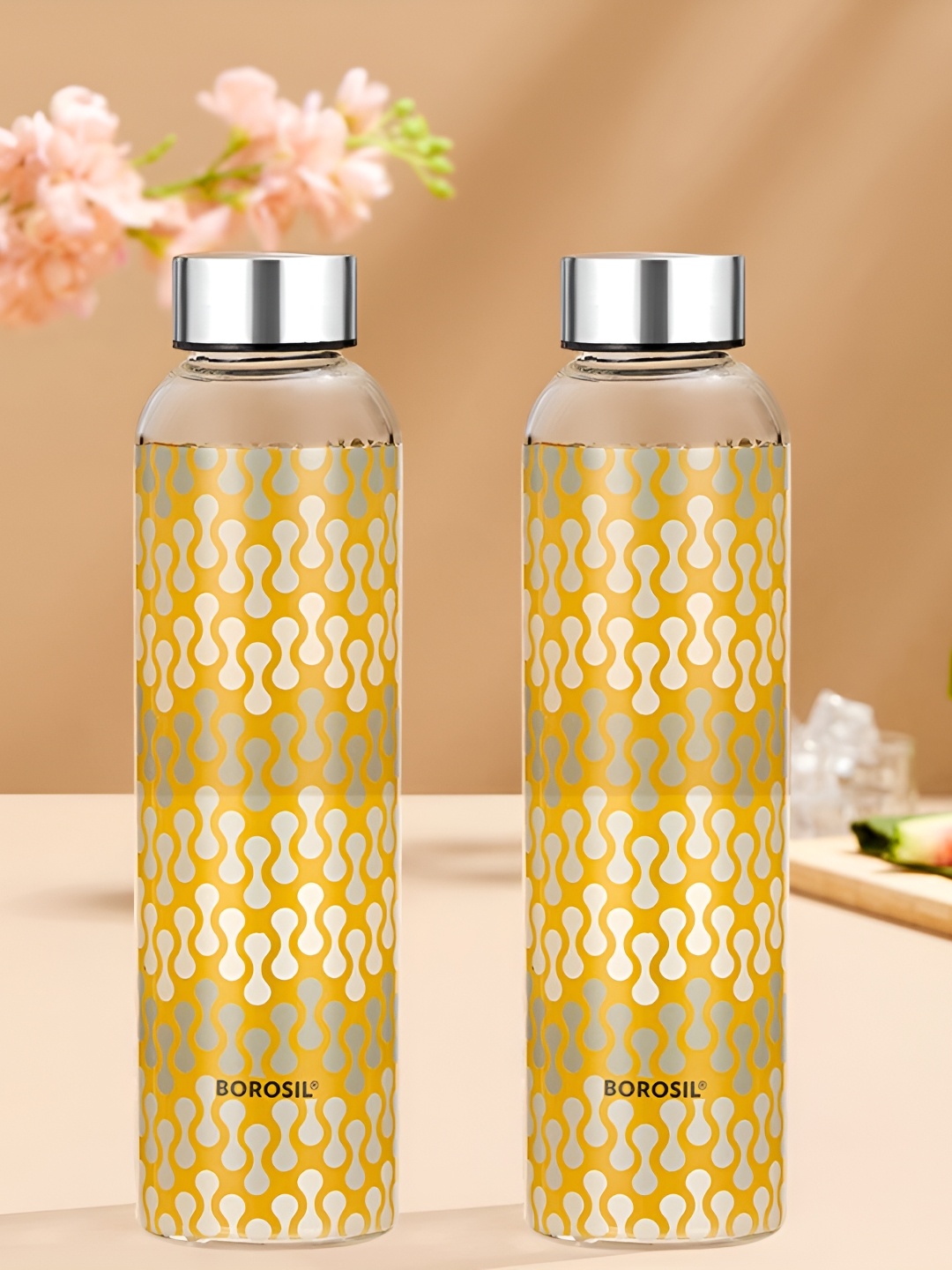 

BOROSIL Artisan Series Vista Transparent 2 Pieces Glass Printed Water Bottles 550 ml