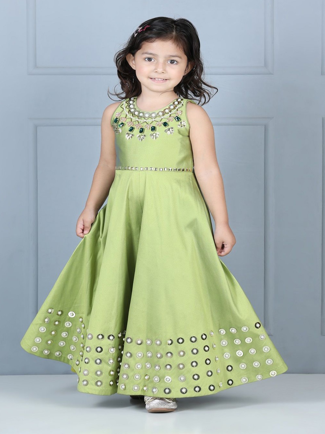 

THE LITTLE CELEBS Girls Basic Jumpsuit with Embellished, Green