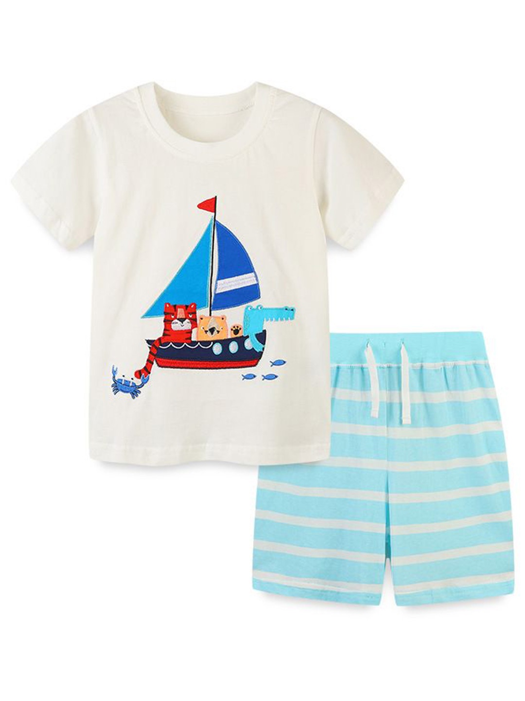 

StyleCast Boys Printed Pure Cotton T-shirt With Shorts, White