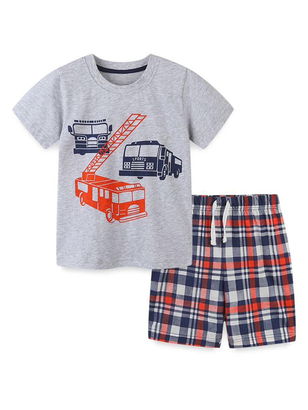 

StyleCast Grey Boys Printed Pure Cotton T-shirt with Shorts
