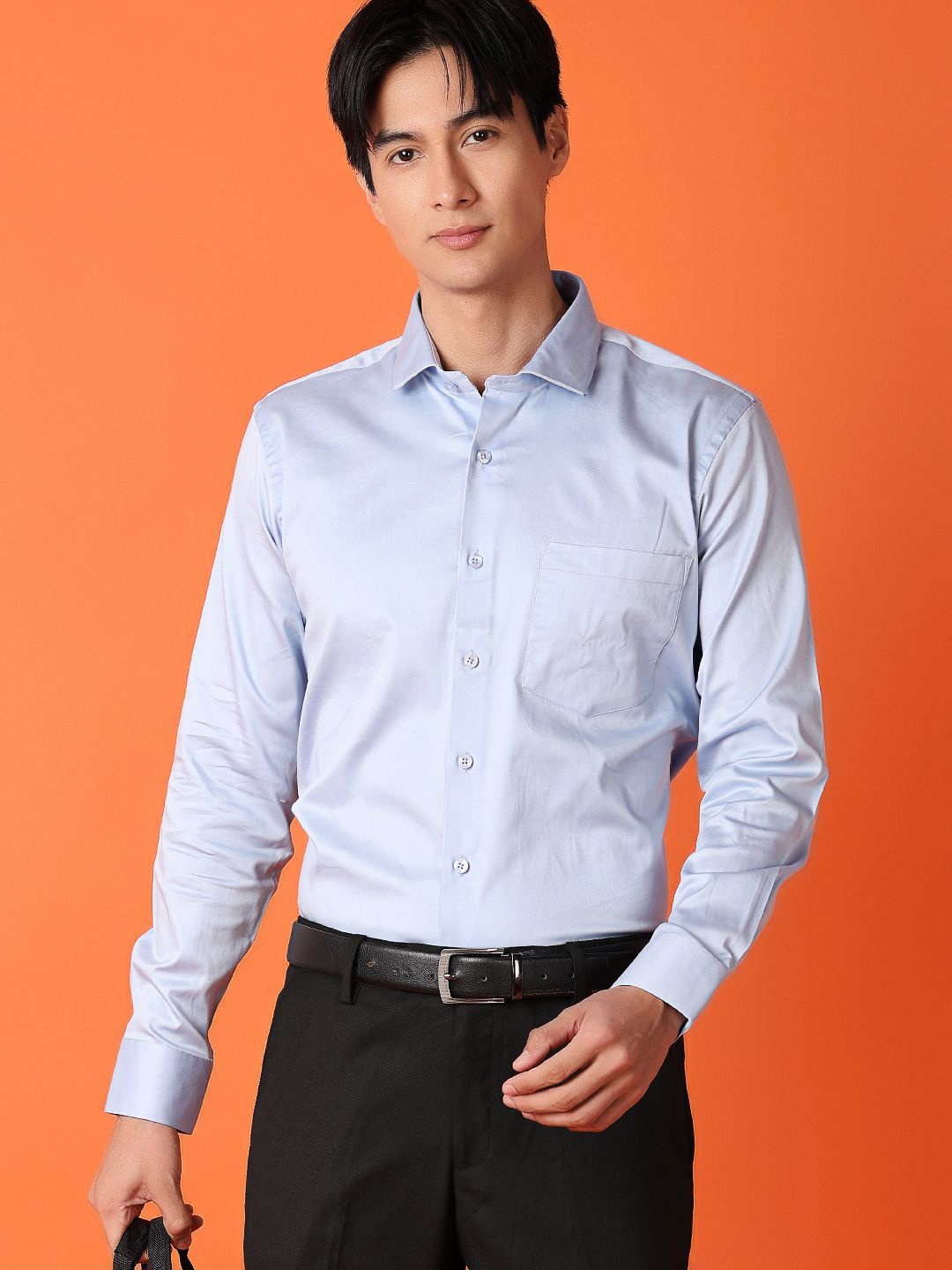 

J White by Vmart Men Classic Solid Spread Collar Formal Shirt, Blue