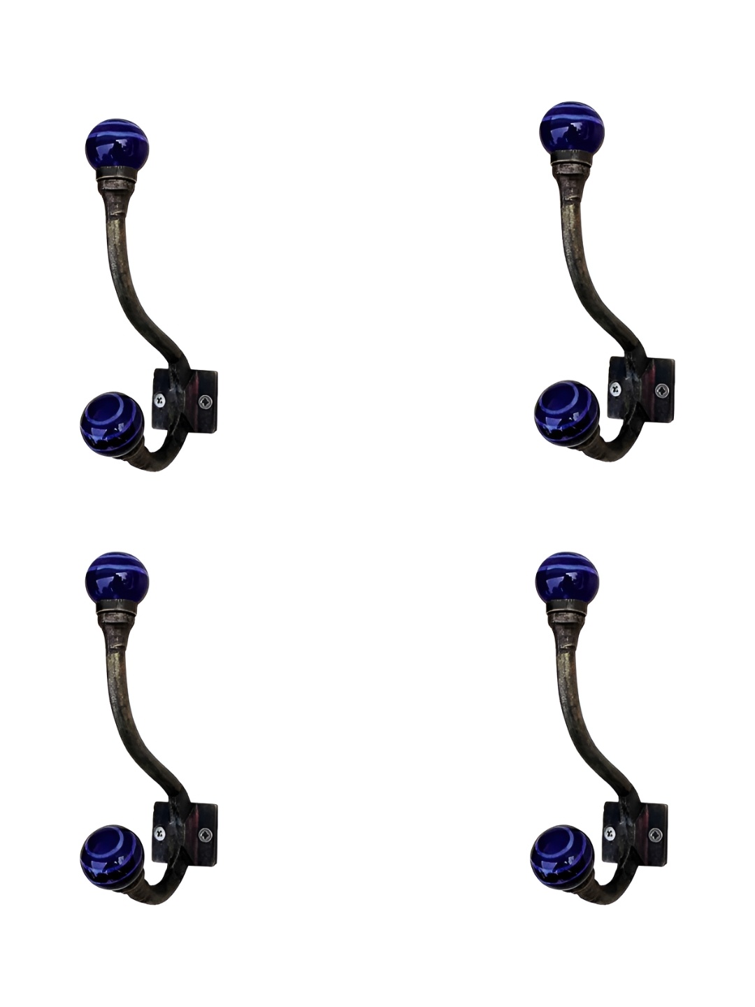 

Indianshelf Blue & Black 4 Pieces Metal Wall Hooks